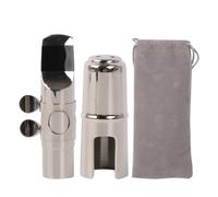 BQLZR Soprano B Flat Sax Mouthpiece 7# Clamp for Music Lover with Flannel Bag Silver