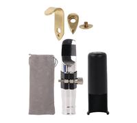 BQLZR Tenor Saxophone Mouthpiece 6# Clamp for Jazz Silver Plated with Thumb Hook Rest