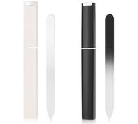 BQMEZRNUS 2Pcs Manicare Glass Nail File Set with Case (Black and White) | Double sided crystal glass nail file, for shaping natural & artificial nails, strong & reusable, home travel manicure gift
