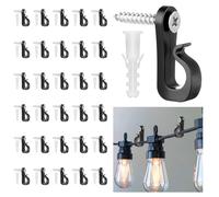 BQMEZRNUS 30Pack Q-Hanger Screw in Hooks Screw Hooks with Safety Buckle for Hanging String Lights Plants Indoor and Outdoor Garage New Year Party for Outdoor String Lights