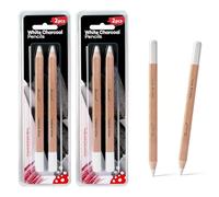 BQMEZRNUS 4Pcs White Charcoal Pencil for Artists, 1cm Core 4 Sticks Chalk Pencil for Beginners Artists,Sketching Pencils Set,White Pencils for Drawing, Sketching, Shading, Blending,Sketch Highlight