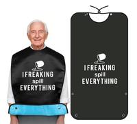 BQMEZRNUS Funny Adult Bibs for Elderly, Washable Reusable | Waterproof dining bib with crumb catcher, for men women seniors, clothing protector with snap pocket, ideal for daily use