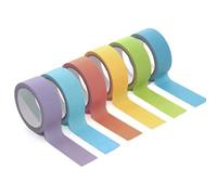 BQRKOTM 6 Rolls Washi Tape Set Rainbow Masking Tape, Colourful Crepe Tape, 15 mm x 2 m Decorative Washi Tape Children, for Christmas, DIY, Scrapbooking, Crafts, Gifts, Packaging