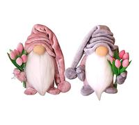 BQSHX Mothers Day Gonk Gnomes Plush Decorations, Handmade Tulip Gonks Faceless Dwarf Doll Gifts, Elf Figures Tabletop Gnomes Ornaments, Mothers Day Gnome for Home Office Coffee Bar Party(Grey+Pink)