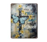 bqsjduidnc Art Decoration Butterfly God Cross A Big Piece of My Heart Lives in Heaven Tin Sign Vintage Art Wall Decor Sign for Home Bar Pub Cafe Farm Room 12.00"x16.00"