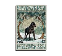 bqsjduidnc Canvas Wall Art Brindle Boxer Once Upon A Time There Was A Girl Who Really Loved Dogs That Was Me Poster Wall Art for Living Room Bedroom Home Decoration 8×12inch/Wood Frame