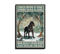 bqsjduidnc Canvas Wall Art Brindle Boxer Once Upon A Time There Was A Girl Who Really Loved Dogs That Was Me Poster Wall Art for Living Room Bedroom Office 8×12inch/Black Metal Frame