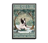 bqsjduidnc Canvas Wall Art Once Upon A Time There Was A Girl Who Really Loved Boston Terrier That Was Me Poster Canvas Print Home Decor Wall Art 8×12inch/Black Metal Frame