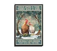bqsjduidnc Canvas Wall Art Once Upon A Time There Was A Girl Who Really Loved Chickens That Was Me Poster Wall Art for Living Room Bedroom Office 8×12inch/Black Metal Frame