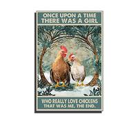 bqsjduidnc Canvas Wall Art Once Upon A Time There Was A Girl Who Really Loved Chickens That Was Me Poster Wall Art Print for Living Room Bedroom Office 8×12inch/Wood Frame