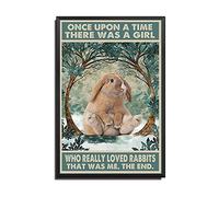 bqsjduidnc Canvas Wall Art Once Upon A Time There Was A Girl Who Really Loved Rabbits Poster Wall Art Decor Posters Canvas Prints for Living Room 8×12inch/Black Metal Frame
