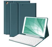 BQSS for iPad 9th Generation Case with Keyboard 10.2 Inch, Detachable Wireless Bluetooth Keyboard Case with Pencil Holder for iPad 9th/8th/7th, for iPad Air 3rd Gen/Pro 10.5 inch (Dark Green)