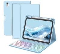 BQSS Keyboard Case for iPad A16 11th Generation 2025/10th Generation 2022, 7 Colour Backlit, Built-in Pen Holder and Detachable Wireless Bluetooth Keyboard Case for ipad 11/10.9 inch