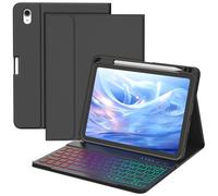 BQSS Keyboard Case for iPad A16 11th Generation 2025/10th Generation 2022, 7 Colour Backlit, Built-in Pen Holder and Detachable Wireless Bluetooth Keyboard Case for ipad 11/10.9 inch