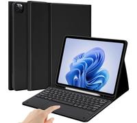 BQSS Touch for iPad Air 13 Inch Case Keyboard (M4/M3/M2, 2026/2025/2024), Keyboard Case for iPad Pro 12.9 inch (6th/5th/4th/3rd Gen), Wireless Detachable Folio Keyboard Cover with Pencil Holder Black