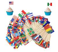 BQTBQT 200 Different Countries Mini Toothpick Flags Decorations Party Theme, Countries Cupcake Toppers Cocktail Food Flags Decor（200 Pcs）