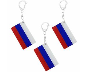 BQTBQT Russia Flag Keychain Russians Flags Key Chains Men and Women Style - Double Sided Acrylic D Shape Chains Car Key chain Gifts Decoration (3 Pcs), Multicolor, 2 x 1.2 inches
