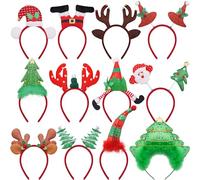 BQTQ 12 Pieces Christmas Headbands Reindeer Christmas Tree Elves Headbands Costume for Xmas Party Holiday Favours, Classic Style