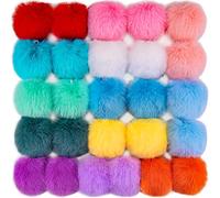 BQTQ 26 Pcs Faux Fur Pom Poms DIY Hat Pompoms with Elastic Loop (Rainbow)