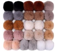 BQTQ 26 Pieces Faux Fur Pom Pom Faux Rabbit Fur Fluffy Pom Pom with Elastic Loop for Hats Keychains Scarves Gloves Bags Accessories, 13 Soft Colours, 2 Pcs per Colour