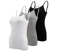 BQTQ 3 Pieces Vest Top for Women Basic Camisole Adjustable Spaghetti Strap Tank Tops for Women and Girls (Black, White, Grey, L)