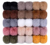 BQTQ 30 Pcs Faux Fur Fluffy Pom Balls with Elastic Loop for Hats, Keychains, Scarves, Gloves, Bags & Accessories (15 Soft Colours, 2 Pcs per Colour)