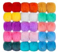BQTQ 30 Pcs Faux Fur Pom Poms DIY Hat Pompoms with Elastic Loop (Rainbow)