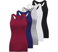 BQTQ 5 Pack Racerback Tank Tops for Women Sleeveless Workout Tank Top Ladies Undershirts Womens Tanks Tops, Black, White, Gray, Dark Red, Navy,L