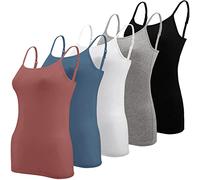 BQTQ 5 Pcs Basic Camisole Spaghetti Strap Camisole Tank Tops for Women and Girl