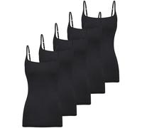 BQTQ 5 Pcs Womens Square Neck Camisoles Spaghetti Strap Slim Fitted Soft Camisole Tops Basic Black Camisoles for Women, S