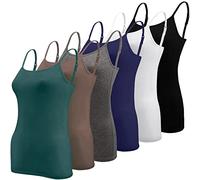 BQTQ 6 Pcs Basic Camisole Spaghetti Strap Camisole Tank Tops for Women and Girl