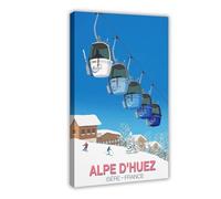 BQUWR Alpe D'huez Vintage Gondola Poster Art Canvas Poster Bedroom Decor Landscape Decor Gift 24x36inch(60x90cm)