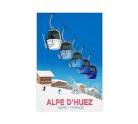 BQUWR Alpe D'huez Vintage Gondola Poster Art Canvas Poster Bedroom Decor Landscape Decor Gift 24x36inch(60x90cm)