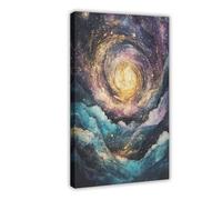 BQUWR Celestial Galaxy Sun And Moon Canvas Poster Wall Art Print Picture Paintings 12x18inch(30x45cm)