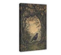 BQUWR Raven And The Enchanted Forest Canvas Poster Bedroom Decor Landscape Decor Gift 08x12inch(20x30cm)