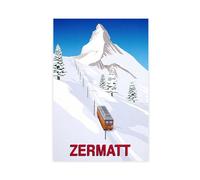 BQUWR Zermatt, Matterhorn, Switzerland Ski Poster Art Canvas Poster Wall Art Print Picture Paintings 24x36inch(60x90cm)