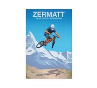 BQUWR Zermatt Mountain Bike Poster Art Retro Canvas Poster Bedroom Decor Landscape Decor Gift 20x30inch(50x75cm)