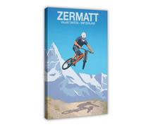 BQUWR Zermatt Mountain Bike Poster Art Retro Canvas Poster Wall Art Print Picture Paintings 20x30inch(50x75cm)
