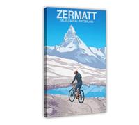 BQUWR Zermatt Mountain Bike Poster Retro Canvas Poster Bedroom Decor Landscape Decor Gift 20x30inch(50x75cm)