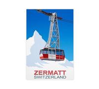 BQUWR Zermatt Ski Resort Cable Car Poster Art Canvas Poster Bedroom Decor Landscape Decor Gift 20x30inch(50x75cm)