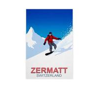 BQUWR Zermatt Snowboarder Poster Retro Canvas Poster Wall Art Print Picture Paintings 20x30inch(50x75cm)