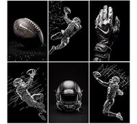 bqw American Football Wall Art Print, Set of 6 (11x8.5) Unframed, Wall Decor For Boy Room, Gift For Rugby Boys, Teenage Boy Room Decor, Football Poster