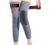 BQWXIEC Cashmere over-the-knee warm socks, Wool knee pads winter warm knee pads, warm over-the-knee extra-long knitted socks (Gray Thicken,XX-Large)