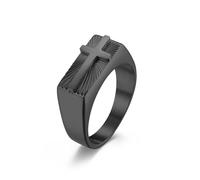 BQWXIEC Cross Ring - Divine Companion of Faith,Vintage Christian Cross Ring, Inspirational Jewelry Gift for men and women (C-Black,US-10)