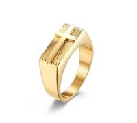BQWXIEC Cross Ring - Divine Companion of Faith,Vintage Christian Cross Ring, Inspirational Jewelry Gift for men and women (C-Gold,US-8)