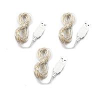 BQZYX+ 3Pack Fairy Lights USB Powered String Lights Warm Yellow 2 Meters 20 lamp Beads Led Christmas Lights Fairy String Lights led Light String(Warm Yellow-2m)