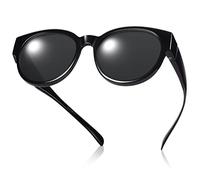 Br’Guras Polarized Oversized Fit over Sunglasses Over Glasses with Cat Eye Frame for Women&Men, Black, One Size