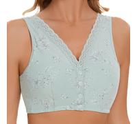 Bra Comfort Charm Front Closure Bras Lace Bra Floral Pattern Non Steel Ring Comfortable Bra for Seniors Bras Sports (Green, E)