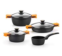 BRA Efficient 4 Piece Cookware Set, Cast Aluminium with Non-Stick, Suitable for All Hobs Including Induction, Black [Amazon Exclusive]