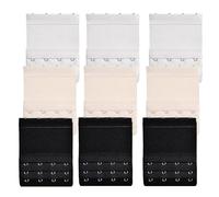 Bra Extenders 4 Hooks for Women: 9 Pieces Elastic Bra Strap Extender with 3 Rows for Daily Wear - Soft Comfortable Extensions Ideal for Plus Size (Black, White, Skin Colors)